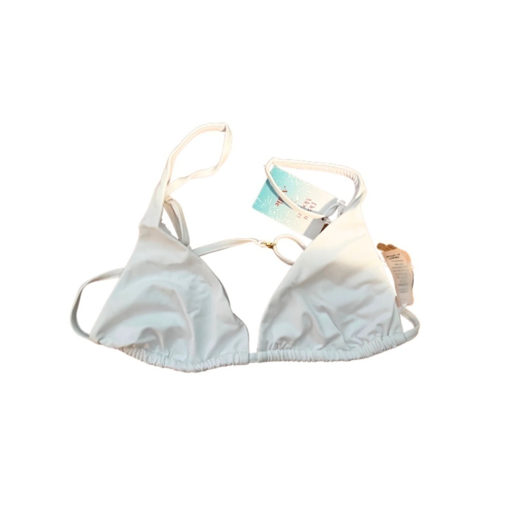 NWT Andie Swim x Demi Moore - The Tropez Top in White with Gold Accents